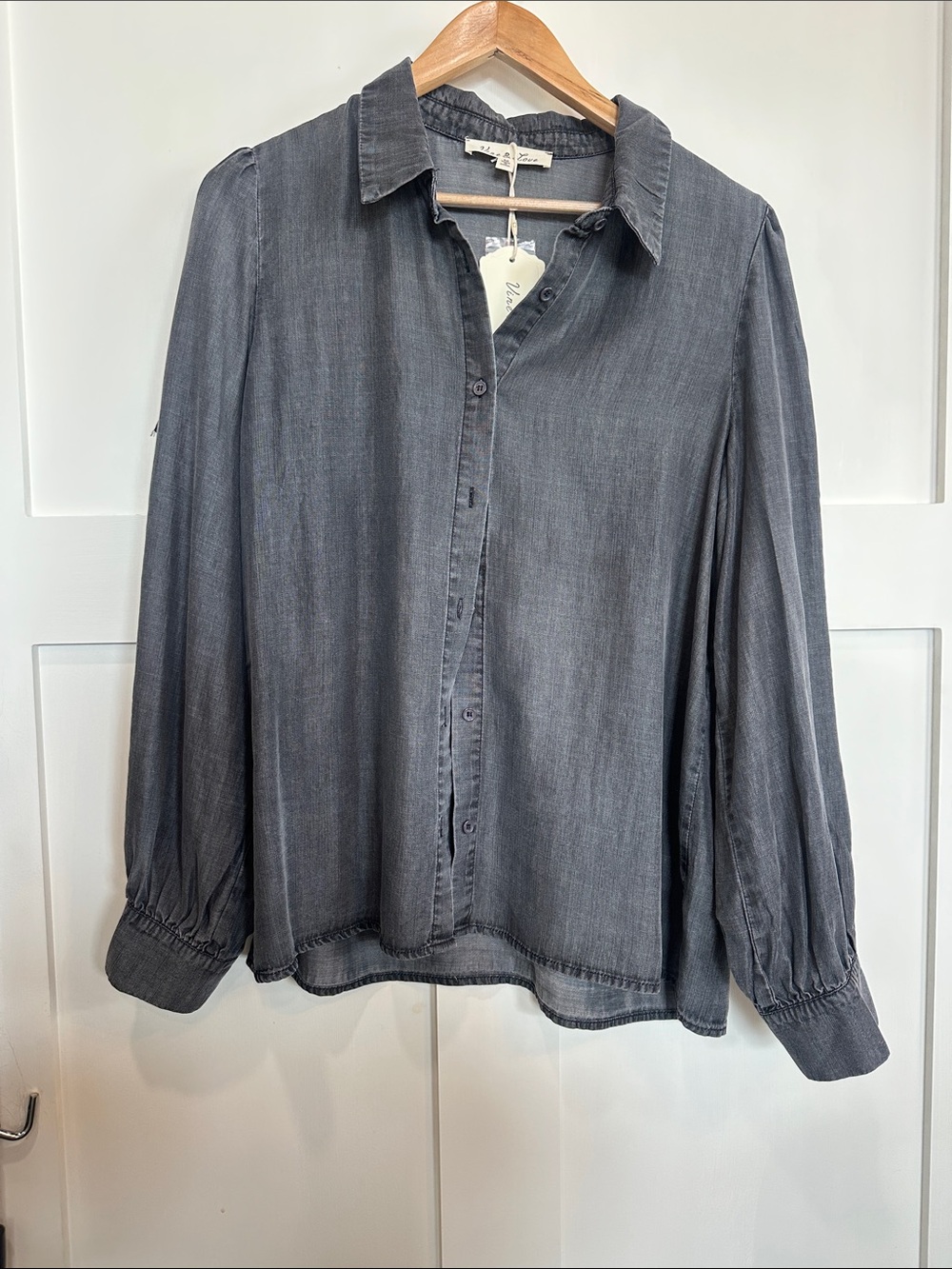 Vine & Love Washed Charcoal Button-Down Shirt